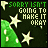 A 48x48 pixel animated contact sheet of nine frames showing a static cartoon scene with green hills, white stars, and text on a dark background.
