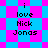 Pixelated text 'i love Nick Jonas' on a blue and pink checkered background with diamond-shaped pattern variations.