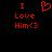 Red pixelated text and heart symbol on black background with two identical static frames.