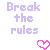 Pixelated text phrases in purple and light purple with pink heart icons on a white background, arranged in a