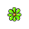 Five pixelated flower-shaped icons with varying petal colors and central details arranged in a