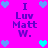 Pixelated icon with bright pink background displaying 'I Luv Matt W.' text and heart symbols in blue and cyan.
