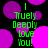 Green text reading "I Truely Deeply Love You!" on a black background with purple and magenta circles, displayed in a of four identical
