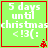 Green square icon with red border displaying "5 days until christmasc" text and pixelated emoticon, featuring small red tree symbol at bottom-right corner.