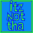 A 6-frame animated contact sheet of blue square icons with green text, each frame displaying a different phrase in a pixelated font style.