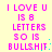 Pixelated text in bright pink on a pale yellow background, with cyan dots appearing and disappearing near the word "BULLSHIT".