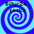 Four identical spiral patterns in blue and cyan with text "Billyc24 rocks" overlaid on each, arranged in a on a solid blue background