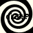 Four black-and-white spiral patterns arranged in a , each with alternating dark and light bands forming a continuous swirl