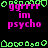 Pixelated icon with green border elements and pink text 'ggrrrr im psycho' on black background, featuring repeated patterns of small shapes.