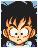 Pixelated character head with black hair, light blue shirt, and purple collar in five distinct expressions against a blue background.