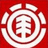Red background with white circular emblem containing stylized Chinese character, adjacent to black background with white text "Element Logo".