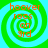 Four identical spiral-patterned images with green and cyan concentric circles and orange text reading 'hoover rocs on 3rd' displayed in a