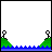 Animated contact sheet of a pixel art icon showing heart animations and evolving text about ocean love, with green hills, blue water, and stick figures at the bottom corners across 36 frames sampled into a 5x5 grid.