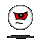 Six circular pixelated icons arranged in two , each showing a white face with red eyes and black mouth on gray background