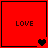 Red square icon with 'LOVE' text and pixelated heart symbols changing