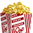 A red background displays a popcorn box with yellow kernels and repeated text "Hey It's Popcorn 13 13!" in yellow pixelated font.