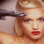 A pixelated contact sheet showing two frames of an animated icon featuring a woman's face on the left and bold red text reading "GWEN STEFANI" on the right.