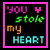 Pixelated text in multiple colors within a pink border on black background, with one frame showing different text.