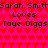 Static pixel art image with bright pink background filled with repeating red heart shapes, displaying text in black pixelated font.