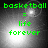 Green text reads 'basketball = life forever' over a grayscale background with a bright light source shifting position across frames.
