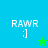 Pixelated text 'RAW R :]' on blue and green backgrounds with a green star and blue star in different positions.
