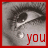 A four- of grayscale close-up eye images with red text and borders, each showing a different word from 'you make me cry' in lowercase