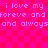Pixelated text repeats 'i love my forever and forever and and always and always' on a pink checkered background.
