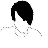 Black-and-white silhouette of a person with short hair performing sequential hand movements near the head