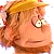 Pixelated cartoon-style icon of a character with light brown hair, large eyes, and an open mouth showing teeth, rendered in warm orange-brown tones on white background.