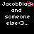 Pixelated text displays 'JacobBlack and someone else<3...' with a red heart symbol replacing the 'o' in JacobBlack on one side.