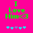 Green text "I Love Him<3" on bright pink background with blue and purple pixelated stars below, two variations of star arrangement visible.