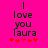 Pixelated text on bright pink background with red hearts, showing 'I love you aura' in black block letters and heart symbols.