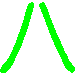 Four green X-shaped lines on gray background, two in top and two in bottom