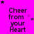 identical 'Cheer from your Heart' text icons on a bright pink background with scattered purple stars