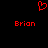 Red pixelated heart symbol above two instances of the name 'Brion' in red text on a black background.