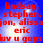 Red text on blue background with white light effects, displaying names and phrases in a