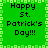 Green pixelated icon with "Happy St. Patrick's Day!!!" text and light green border, showing identical static content across all frames.