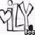 Black-and-white pixelated icon with stylized figure holding heart-shaped objects, one heart held in hand and another formed by arms, standing on small blocky base.