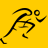 Black stick-figure animation of a running person on yellow background, showing motion
