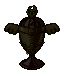 Pixel art of a chalice with winged arms in four color variations, plus a Sailor Moon character sprite and pink silhouette.