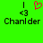 Green background displays two identical pixelated text blocks with black 'Chandler' and '<3', one featuring a red heart symbol above the left block.