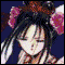 Six pixelated anime-style character portraits with closed eyes, each featuring a different colored floral headpiece against distinct solid backgrounds.