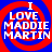 Four identical display 'I LOVE MADDIE MARTIN' text over red and blue spiral backgrounds with pixelated white lettering