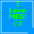 Blue square icon with green text "I Love MEG! <3" and a white border, featuring two distinct animation states showing different corner symbols.