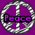 A static image divided into four quadrants with distinct symbols and text: a peace sign, heart, stars, and empty space.