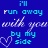 A 48x48 pixel animated contact sheet showing seven frames of a blue background icon with repeated text and heart symbols in cyan and white.