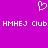 A static image with a solid magenta background features a white pixelated heart symbol above repeated text reading "HMHEJ Club" in blocky, uppercase letters.