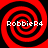Four identical red and black spiral patterns arranged in a , each containing white text reading "RobbieR4"