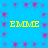 Blue background with pink starburst patterns and four yellow 'EMO' text blocks arranged in a