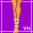 A contact sheet of 10 animated frames from a pixel art buddy icon featuring a cartoon woman with brown curly hair, blue eyes, and pink floral clothing against a purple grid background.